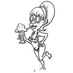 Dibujo para colorear Dibujo De Mujer En Calzoneta Tomando Un Milkshake Con Popote Para Pintar Y Colorear