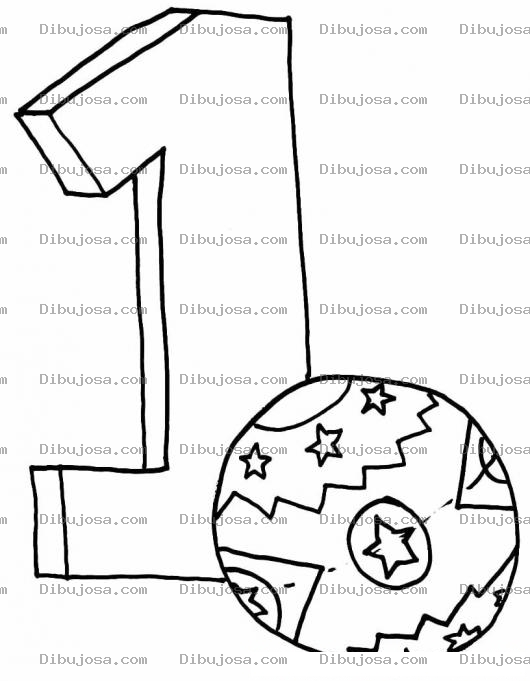 Dibujo para colorear Colorear el numero 1 uno