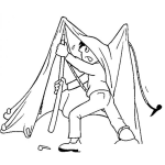 Dibujo para colorear Dibujo De Hombre Armando Una Carpa Para Pintar Y Colorear