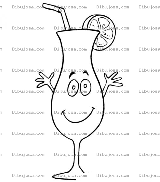 Dibujo para colorear Dibujo De Una Bebida De Pina Colada Para Pintar Y Colorear