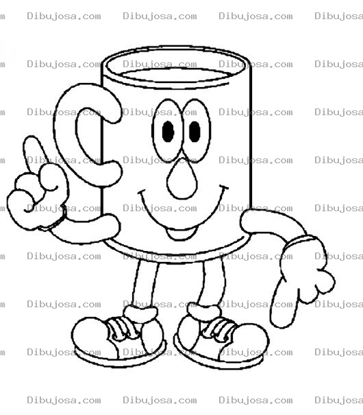 Dibujo para colorear Dibujo De Una Taza De Cafe Con Ojos Brazos Y Piernas Para Colorear