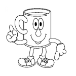 Dibujo para colorear Dibujo De Una Taza De Cafe Con Ojos Brazos Y Piernas Para Colorear