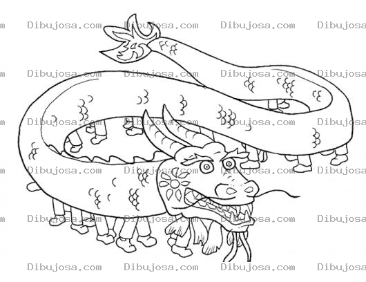 Dibujo para colorear Dibujo De Dragon Chino Para Pintar Y Colorear