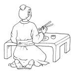 Dibujo para colorear Dibujo De Chino Comiendo Incado Para Pintar Y Colorear