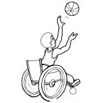 Dibujo para colorear Dibujo De Basquetbolista En Silla De Ruedas Para Pintar Y Colorear A Jugados De Basketball Minusvalido