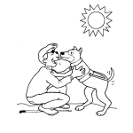 Dibujo para colorear Dibujo De Perro Lamiendo A Su Dueno Para Pintar Y Colorear