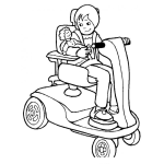 Dibujo para colorear Dibujo Para Colorear A Una Nina Manejando Un Carrito Motorizado Para Minusvalidos