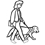 Dibujo para colorear Dibujo De Mujer Novidente Guiada Por Su Perro Para Pintar Y Colorear