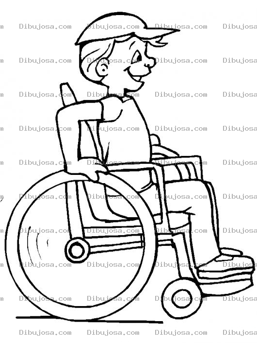 Dibujo para colorear Dibujo De Nino Feliz En Silla De Ruedas Para Colorear