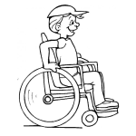 Dibujo para colorear Dibujo De Nino Feliz En Silla De Ruedas Para Colorear