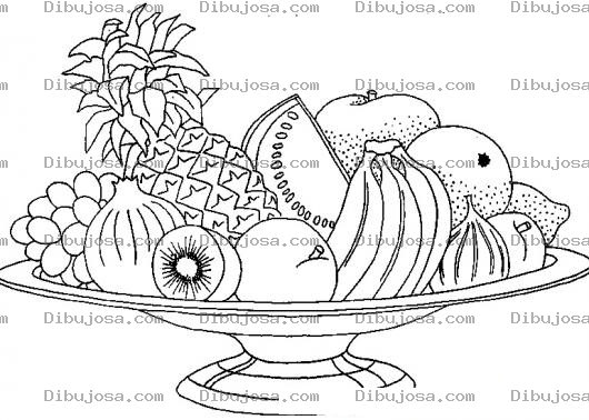 Dibujo para colorear Colorear plato de frutas