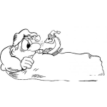 Dibujo para colorear Dibujo De Hombre Durmiendo Con Una Serpiente Para Colorear
