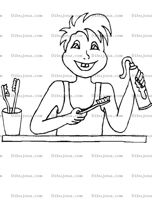 Dibujo para colorear Dibujo De Nino Lavandose Los Dientes Con Pasta De Colgate Para Colorear