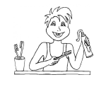 Dibujo para colorear Dibujo De Nino Lavandose Los Dientes Con Pasta De Colgate Para Colorear