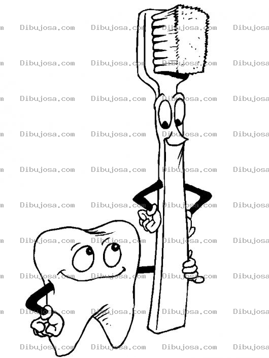 Dibujo para colorear Dibujo De Diente Y Cepillo De Dientes Amigos Inseparables Para Pintar Y Colorear