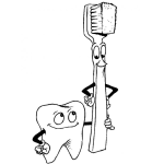 Dibujo para colorear Dibujo De Diente Y Cepillo De Dientes Amigos Inseparables Para Pintar Y Colorear