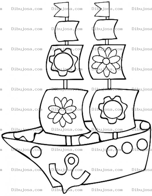 Dibujo para colorear Barco De Ninas Dibujo De Barco De Floresitas Para Pintar Y Colorear Barquito Femenino