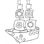 Dibujo para colorear Barco De Ninas Dibujo De Barco De Floresitas Para Pintar Y Colorear Barquito Femenino
