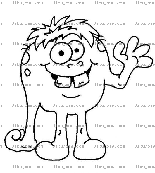 Dibujo para colorear Dibujo De Monstruo De Dos Dientes Para Pintar Y Colorear