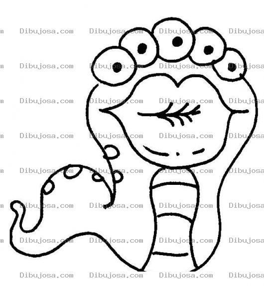 Dibujo para colorear Dibujo De Culebra Con 5 Ojos Para Colorear