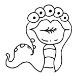 Dibujo para colorear Dibujo De Culebra Con 5 Ojos Para Colorear