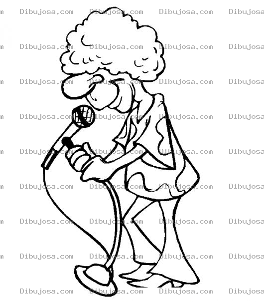 Dibujo para colorear Dibujo De Hombre Con Pelo Afro Cantando Musica De Los 70 Para Pintar Y Colorear