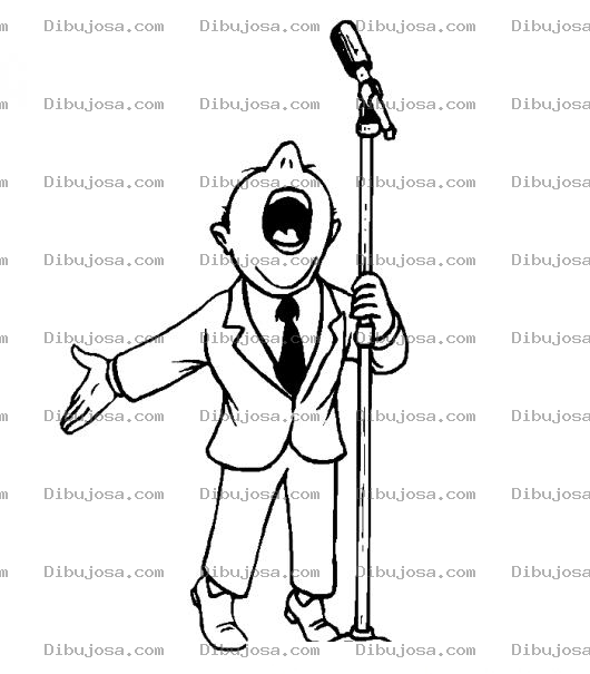 Dibujo para colorear Dibujo De Hombre Chaparro Declamando Para Pintar Y Colorear Hombre De Baja Estatura Con Microfono