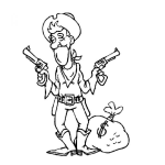 Dibujo para colorear Dibujo De Vaquero Ladron Con Botin De Dinero Para Pintar Y Colorear