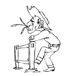 Dibujo para colorear Dibujo De Vaquero En Una Cerca Masticando Hojas De Pasto Para Pintar Y Colorear