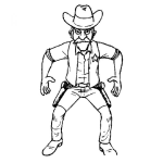 Dibujo para colorear Dibujo De Sheriff A Punto De Sacar Sus Pistolas Para Pintar Y Colorear A Puros Balazos