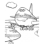 Dibujo para colorear Dibujo De Aviones Comerciales En Un Aeropuerto Para Pintar Y Colorear Avion Jumbo Con Ojos