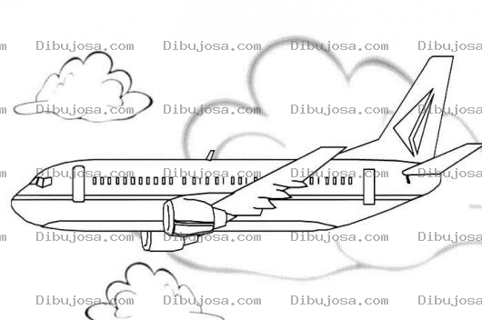 Dibujo para colorear Dibujo De Avion Atravesando Las Nubes Para Pintar