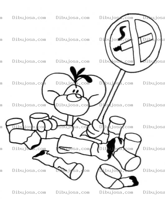 Dibujo para colorear Signo De No Fumar Dibujo De Raton Con Cartel De No Fumar Porfavor Para Pintar Y Colorear