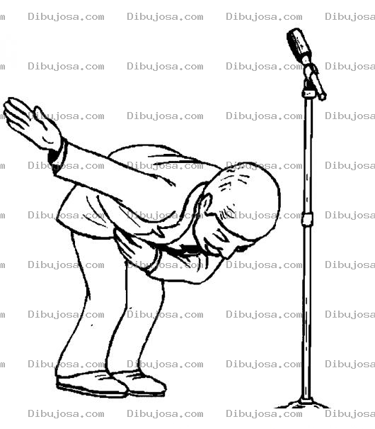 Dibujo para colorear Despedida De Cantante Dibujo Para Colorear A Un Cantante Despidiendose Respetuosamente Despues De Cantar Su Ultima Cancion