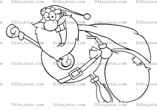 Dibujo para colorear Super Santa Claus Volando Para Pintar Y Colorear