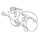 Dibujo para colorear Super Santa Claus Volando Para Pintar Y Colorear