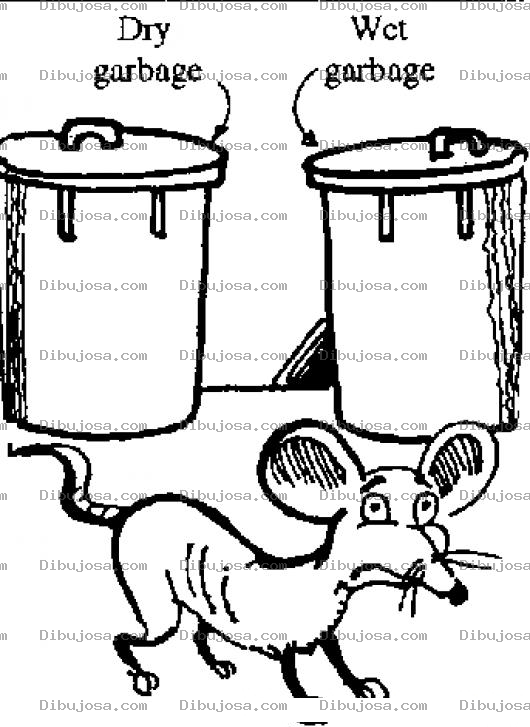 Dibujo para colorear Dibujo De Rata En Basureros Para Pintar Y Colorear Raton En La Basura