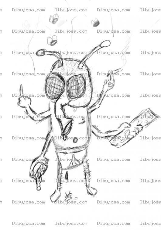 Dibujo para colorear Dibujo De Mosca Sucia Para Pintar Y Colorear