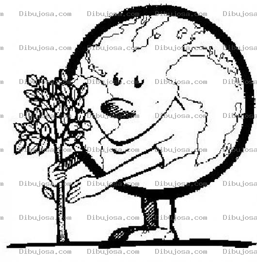Dibujo para colorear Dibujo Del Planeta Tierra Ecologico Cuidando Un Arbol Para Pintar Y Colorear