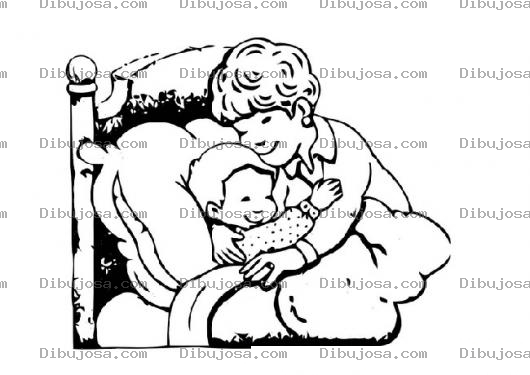 Dibujo para colorear Dibujo De Mama Acostando A Su Bebe Para Pintar Y Colorear