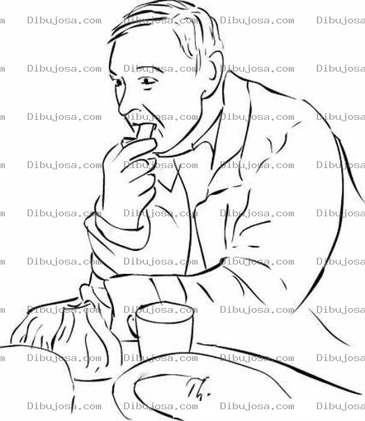 Dibujo para colorear Dibujo De Papa Desayunando Para Colorear