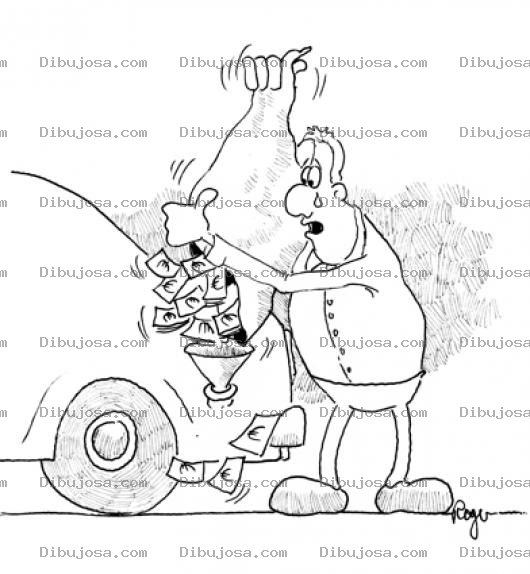 Dibujo para colorear Echando Gasolina En Dinero Dibujo De Hombre Llenando El Tanque De Gasolina De Su Carro Con Billetes De Euro Para Colorear