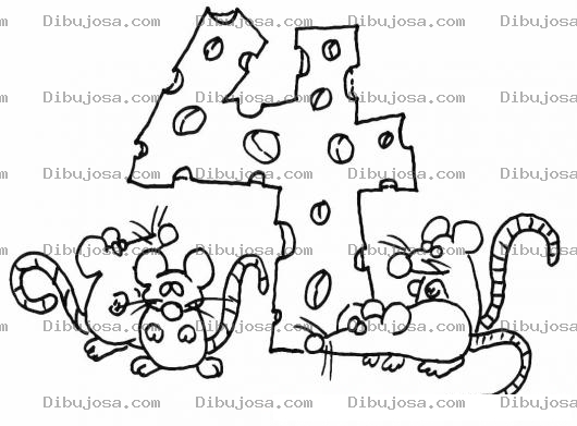 Dibujo para colorear Colorear el numero 4 cuatro