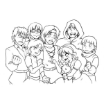 Dibujo para colorear Dibujo De Grupo De Jovenes Manga Para Pintar Y Colorear