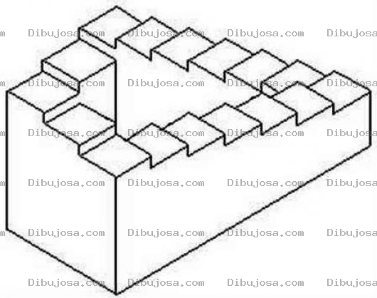 Dibujo para colorear Ilusionoptica Gradas Infinitas Gradas Sin Fin Dibujo De Gradas Imposibles De Fabricar Para Pintar Y Colorear
