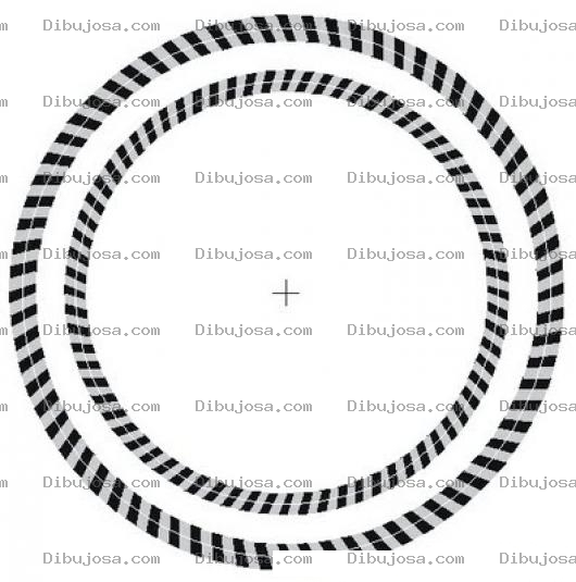 Dibujo para colorear Ilusion Optica De Circulos En Movimiento Para Verla Mira Fijamente La Cruz Y Acerca Y Aleja Tu Cara
