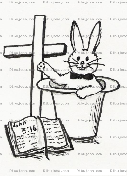 Dibujo para colorear Juan316 Dibujo De Conejito Cristiano Para Pintar Y Colorear Conejo Con La Biblia En Juan 3 16