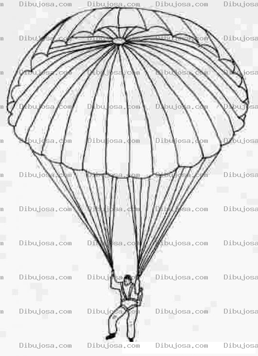 Dibujo para colorear Dibujo De Paracaidista Suspendido En Alas De Seda Para Pintar Y Colorear