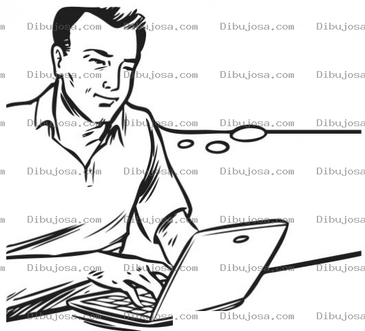 Dibujo para colorear Dibujo De Papa Con Minilaptop Para Pintar Y Colorear