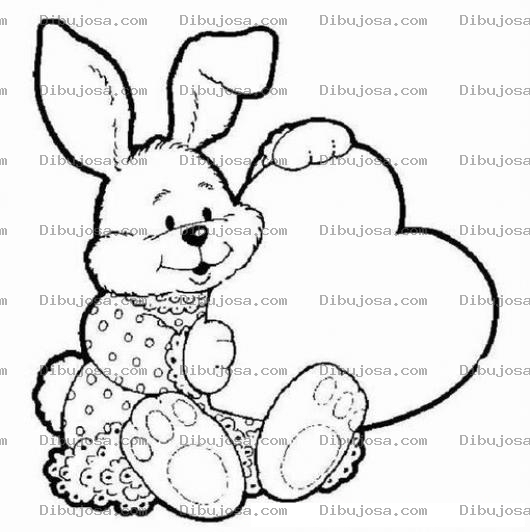 Dibujo para colorear Colorear conejita con un corazon